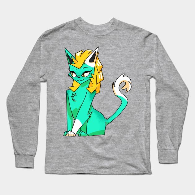 Elegant Cat Long Sleeve T-Shirt by Caloxya
